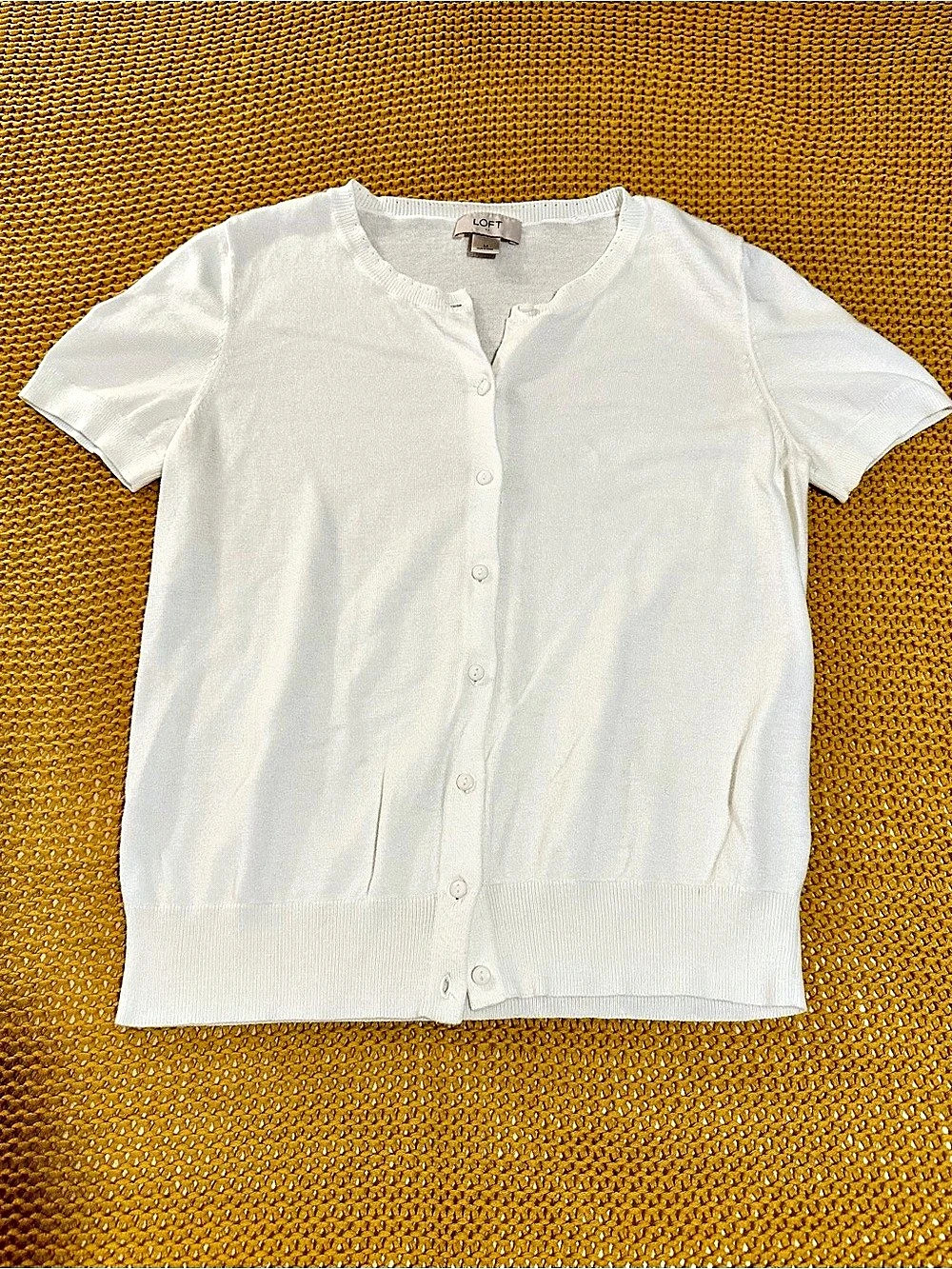 LOFT Short Sleeve Cardigan in White